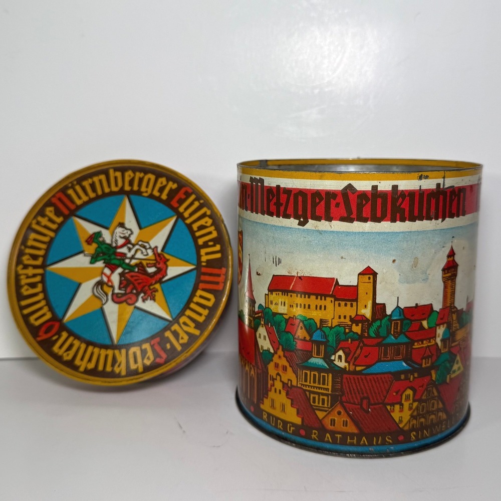 Vintage Haeberlein-Metzger Nurnberger Lebkuchen Tin Nuremberg German City Scenes